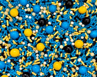 Night Lights - Sprinkles - Blue, Black, and Yellow Sprinkle Blend - Cake Sprinkles