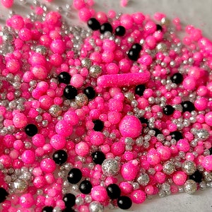 Hot Pink - Black - Silver - Sprinkles - Cake Sprinkles - Sprinkle Blend - Sprinkles