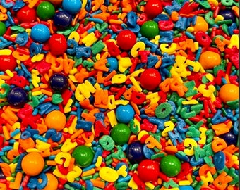 A B C Sprinkles - Colorful Jimmies - Word Party- Sprinkles Mix - Alphabets - Cake Sprinkles
