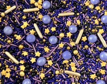 Purple, Gold & Black Sprinkle Blend: Cake Decorating Sprinkles