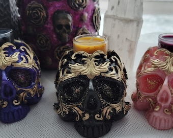 Skull Candleholder with Candle Home Decor