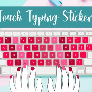Pegatinas de mecanografía táctil FLAMINGO PINK para niños: aprenda a escribir de forma divertida y sencilla, bonitas y educativas, pero totalmente aptas para niños, escriba en casa