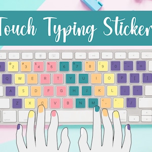 Pastell Regenbogen Touch Typing Aufkleber für Kinder - Lernen Sie, mit Spaß und Leichtigkeit zu tippen, niedlich und lehrreich, aber total kinderfreundlich, geben Sie zu Hause ein