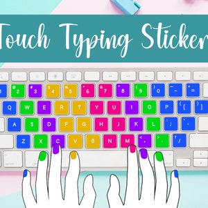 NEON PARTY Touch Typing Aufkleber für Kinder - Lernen Sie, mit Spaß und Leichtigkeit zu tippen, süß und lehrreich, aber total kinderfreundlich, geben Sie zu Hause ein
