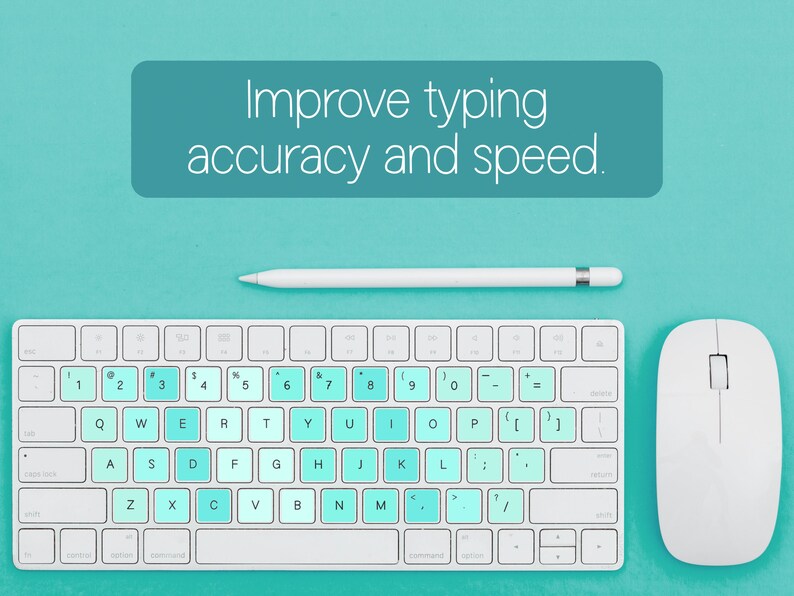 PALE TURQUOISE Touch Typing Stickers for Kids - Learn to Type With Fun ...