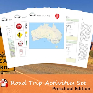 COMPLETE Road Trip / Travel Activity Set For Kids Downloadable PDF - Preschool Edition (17 pages)
