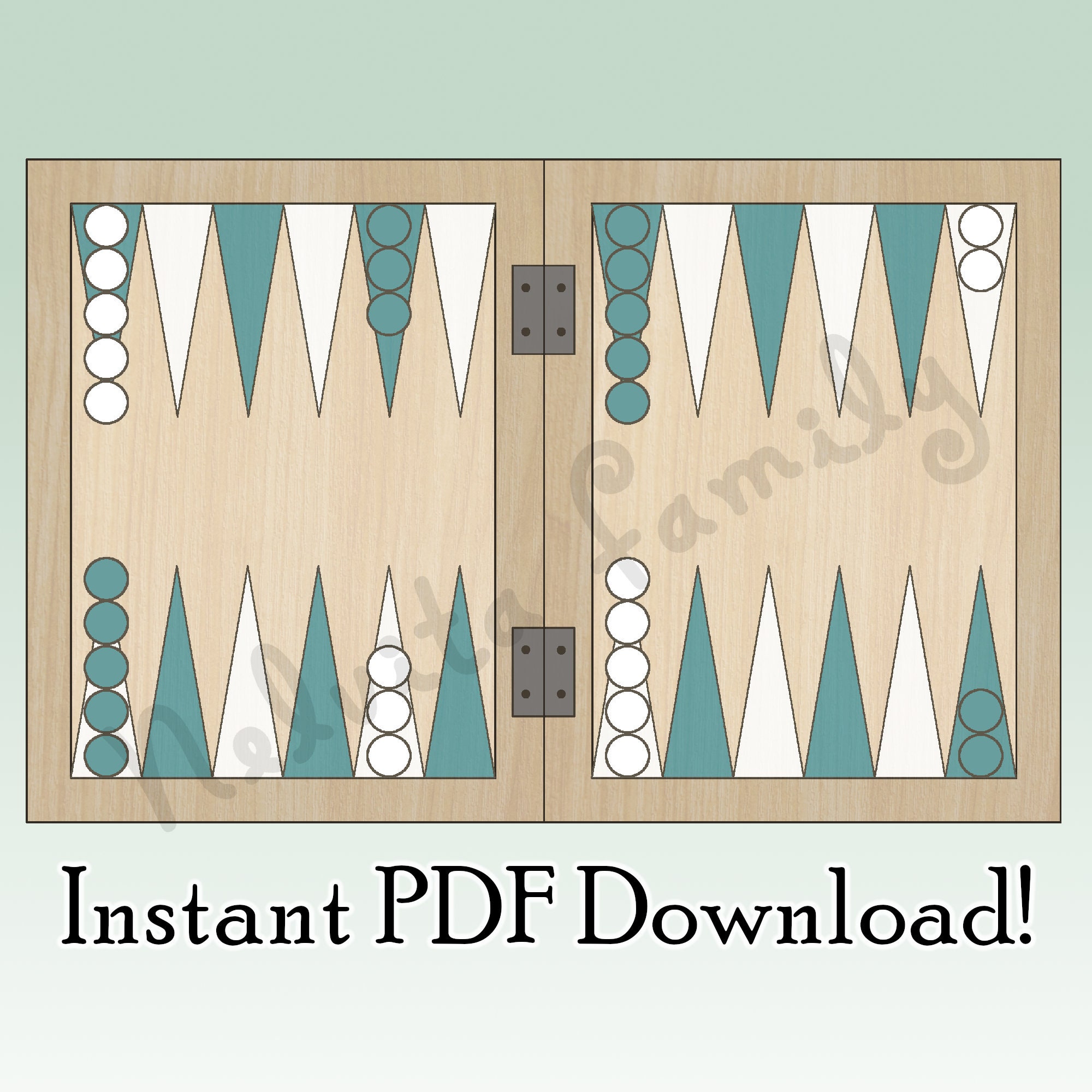 Instant Download Backgammon Board Game Printable PDF Etsy