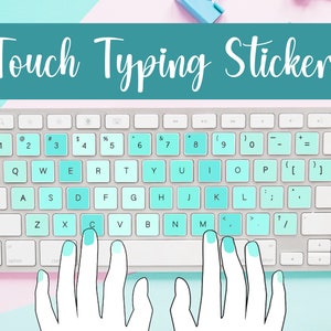 PALE TURQUOISE Touch Typing Stickers for Kids - Learn to Type With Fun ...