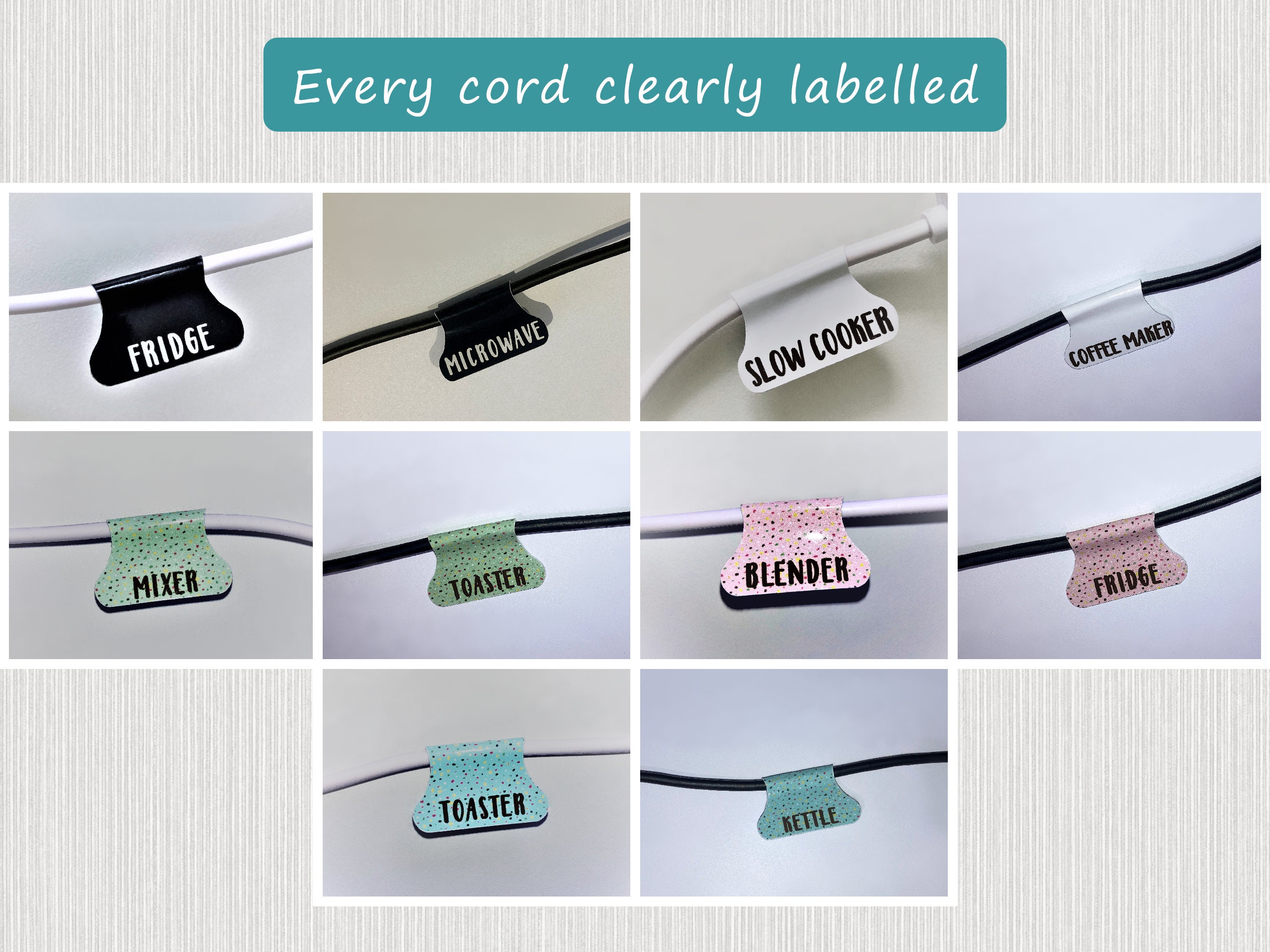 White USB Power Cord Organisation Labels Tag Stickers Cable Etsy UK