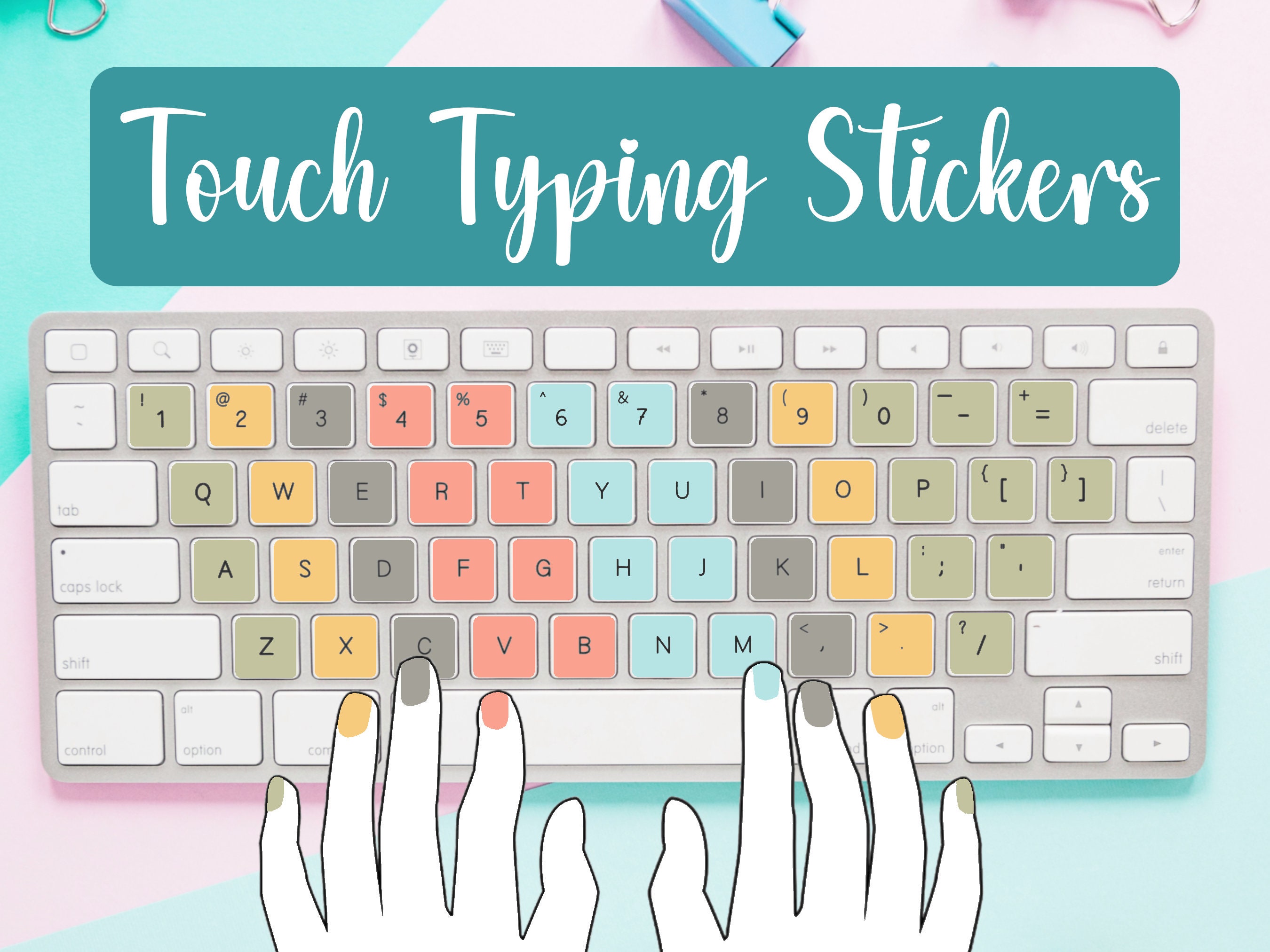 Sticker Typing Device Boho Earthy Touch Typing Stickers for Kids - Learn to Type With Fun and ...