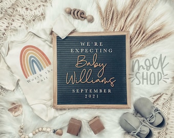 Rainbow Baby Announcement: Letter Board, Social Media (Digital File)