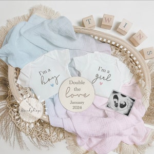 Twin Digital Pregnancy Announcement /  Social Media / Digital  Pregnancy Announcement / Twins / Gender Reveal Boy and Girl Twin Pregnancy /