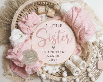 Girl Pregnancy Announcement: Editable Digital Template (Corjl)