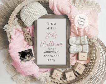 It's a Girl Pregnancy Announcement /  Social Media / Digital Personalized Pregnancy Announcement / Pregnancy Reveal /  Letter Board Baby