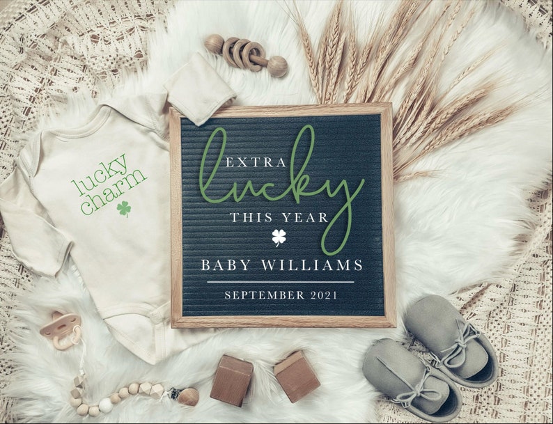 Digital St Patrick's Day Pregnancy announcement / Digital Personalized Pregnancy Announcement / Pregnancy Reveal / Social Media image 2