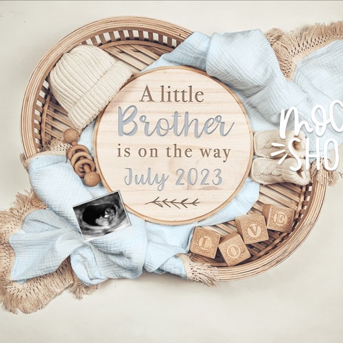 Baby Boy Pregnancy Announcement Digital Baby Number 2 Little Etsy