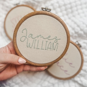 Personalized Baby Name Sign: Embroidered Nursery Decor, 5-inch Hoop