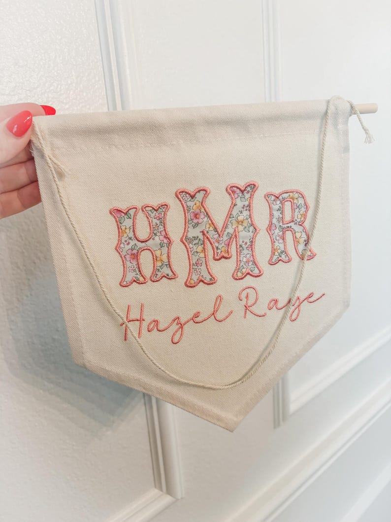 Personalized Baby Name Welcome Sign: Embroidered Nursery Decor Wall ...