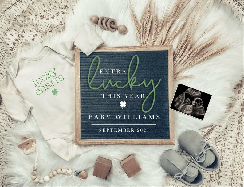 Digital St Patrick's Day Pregnancy announcement / Digital Personalized Pregnancy Announcement / Pregnancy Reveal / Social Media image 1