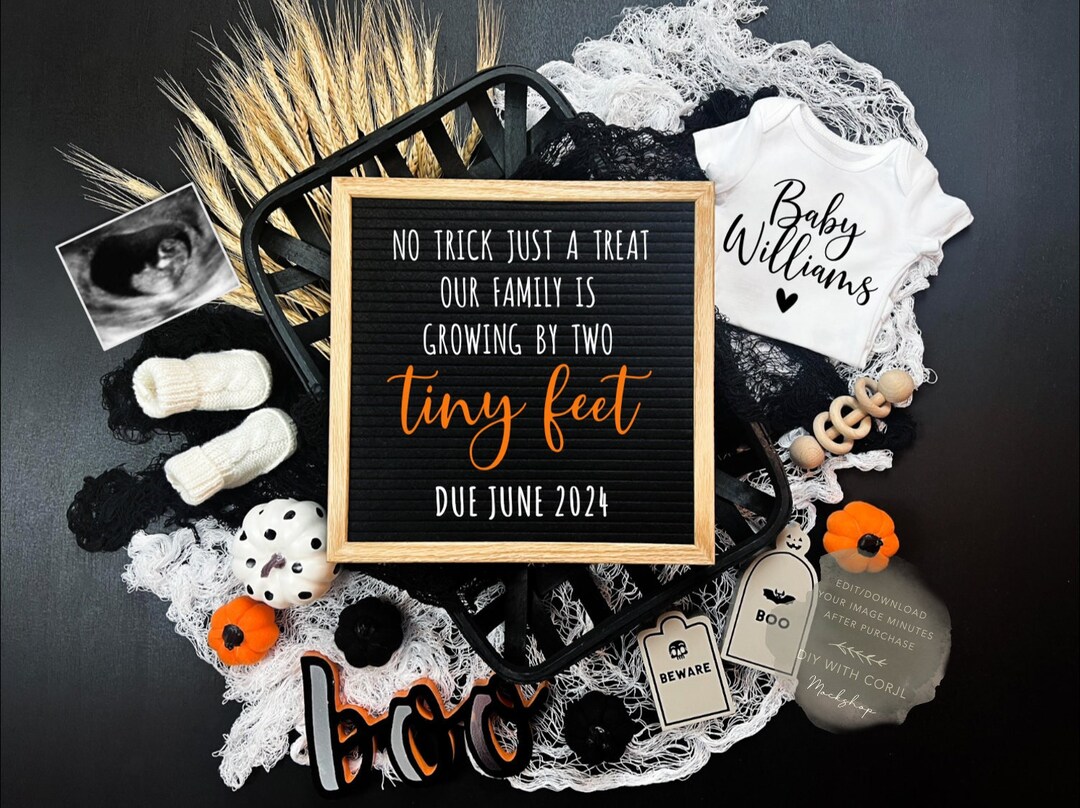 Editable Template / Halloween Pregnancy Announcement / Social Media ...