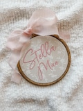 Personalized Floral Baby Name Sign: Embroidered Nursery Decor, 5-inch Hoop With Ribbon Bow