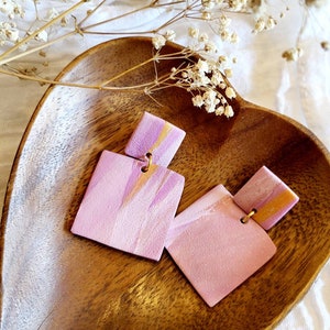 Purple Squares Polymer Clay Earrings