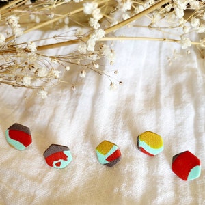 Super Lightweight Multicolored Octagon Polymer Clay Stud Earrings