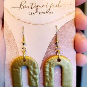 Golden Textured Arches Polymer Clay Earrings