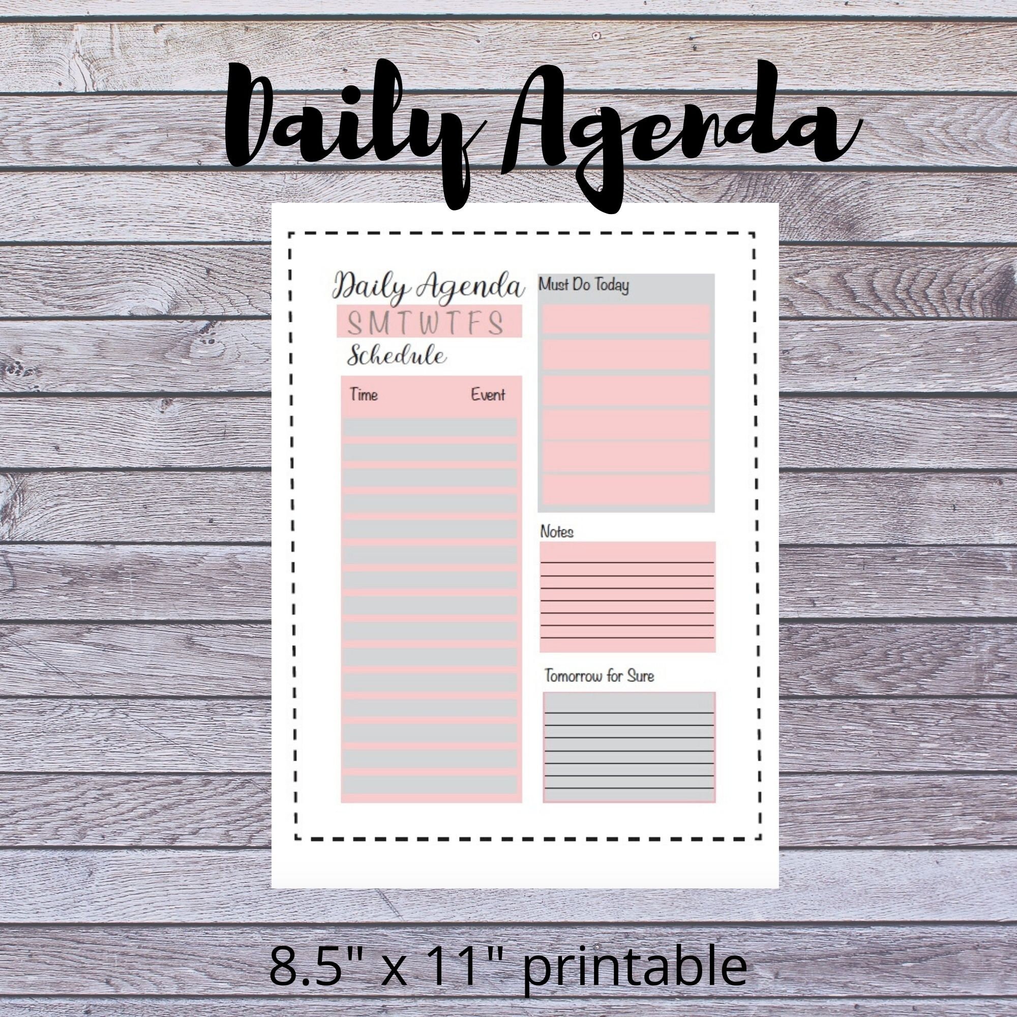 Daily Agenda Planner Etsy