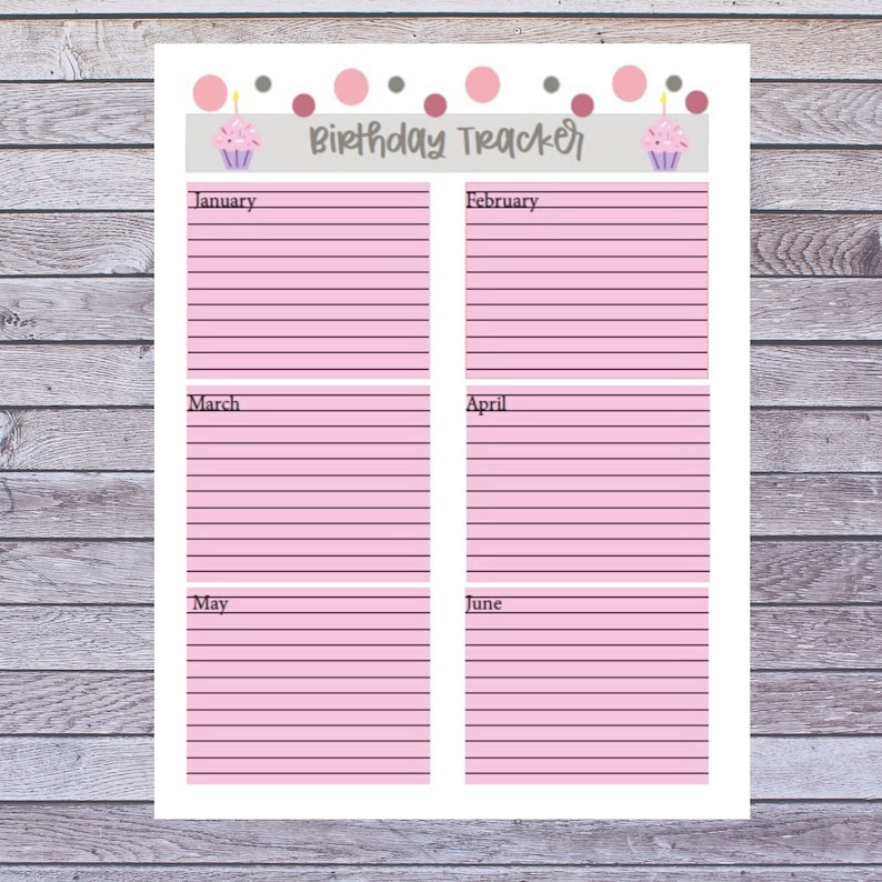 Birthday Tracker Birthday Log Printable - Etsy