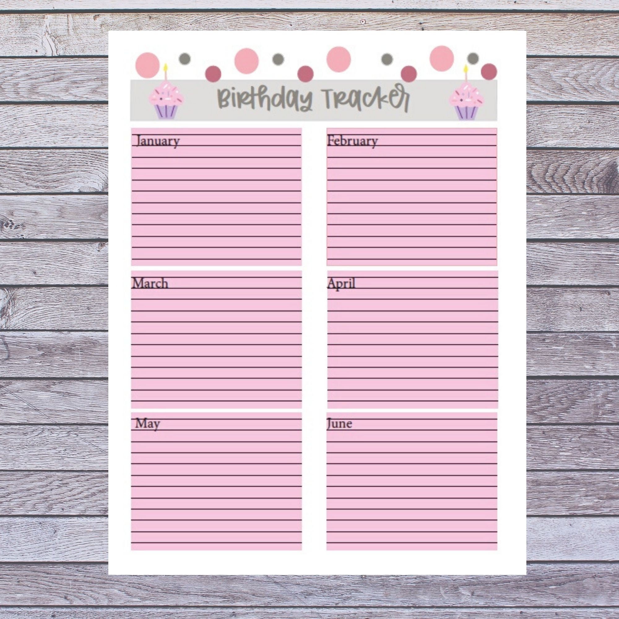 Birthday Tracker Birthday Log Printable - Etsy