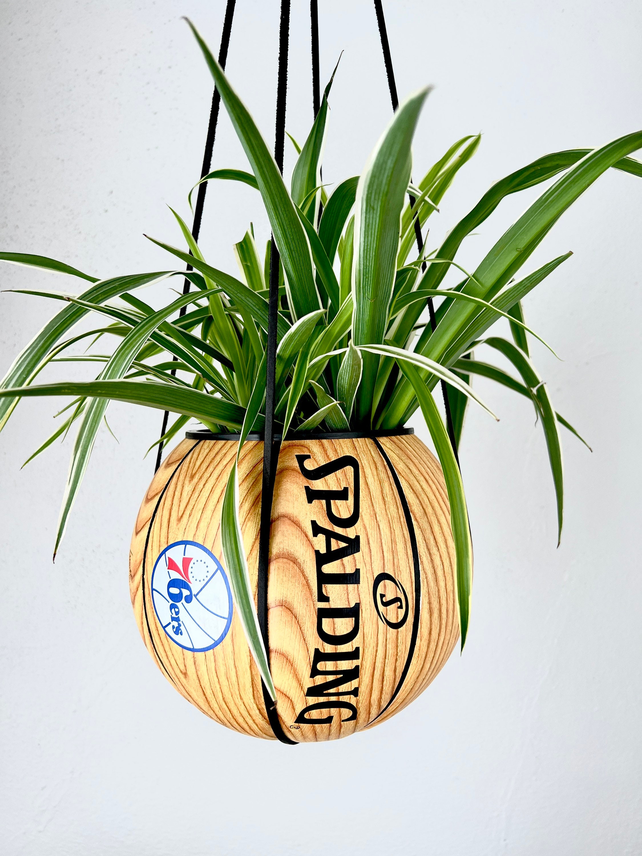 Wood Grain Philadelphia 76ers Basketball Planter by Plantsketball