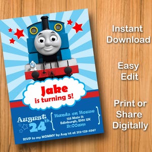 Invitación de cumpleaños de Thomas el Tren / Invitación de Thomas el Tren / Fiesta del tren de Thomas / Invitación de cumpleaños / Descarga instantánea