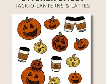 Autumn Pumpkin Spice Latte Sticker Sheet | Halloween Planner & Journal Accessories for Coffee Lovers