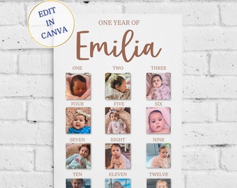Milestone Board, Milestone Sign, First Birthday Board, 1st Birthday Decorations, One Year of Baby