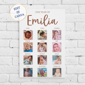 First Birthday Milestone Board: Customizable Photo Collage (Digital Download)