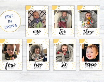 Sunshine Birthday Banner, 12 Month Photo Banner, Baby Photo Banner, First Year Banner