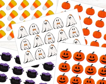 Halloween Sticker Sheet, Ghosts, Pumpkins, Candy Corn
