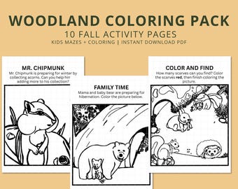 Woodland Animals Winter Prep Coloring Pages & Mazes | Kids Fall Forest Activity Pack