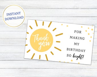 Sunshine Thank You Tag, Sunshine Thank You Stickers, Party Bag Stickers, Sunshine Birthday Decor