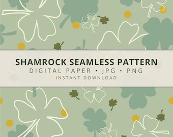 Shamrock Seamless Pattern | St Patrick’s Day Digital Paper for Scrapbooks & Crafts