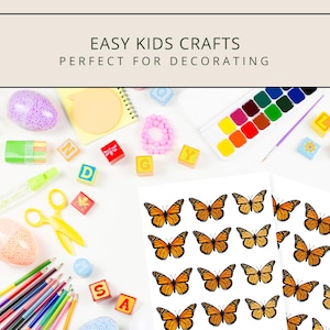 mockup of butterfly stickers in a kids craft scene