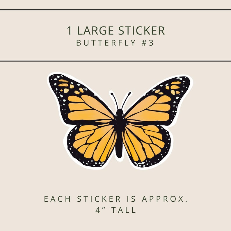 1 large yellow butterfly sticker