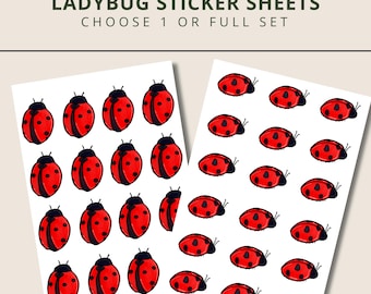 Ladybug Stickers for Kids | Classroom Reward Sticker Sheet Set | Cute Bug Planner Decor