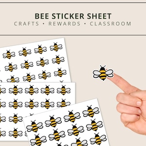 Bee Sticker Sheet, Bumble Bee Stickers for Kids, Waterproof Planner & Journal Stickers