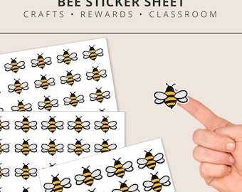 Bumble Bee Sticker Sheet | Kawaii Waterproof Vinyl Decals for Kids Planner Journal Bottle