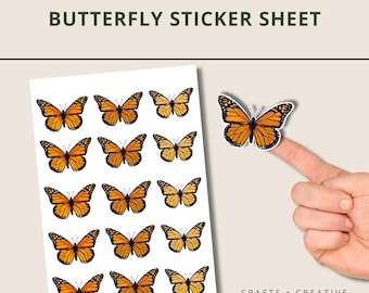 Butterfly Sticker Sheet Waterproof for Kids Craft Activity