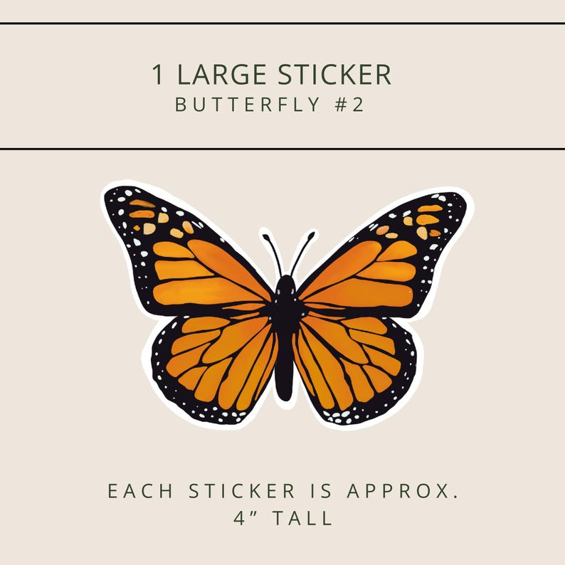 1 large amber butterfly sticker
