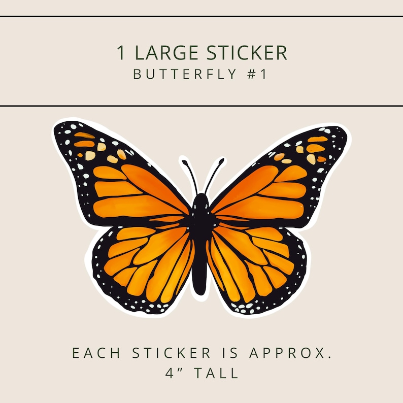 1 large orange butterfly sticker