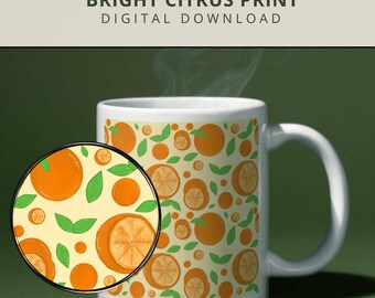 Orange Seamless Digital Paper | Citrus Fruit Pattern PNG, Summer Fabric Print, Commercial Use Download